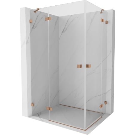 Mexen Lunar Duo cabine de douche pivotante 100 x 85 cm, transparent, cuivre brossé - 834-100L-085P-65-00
