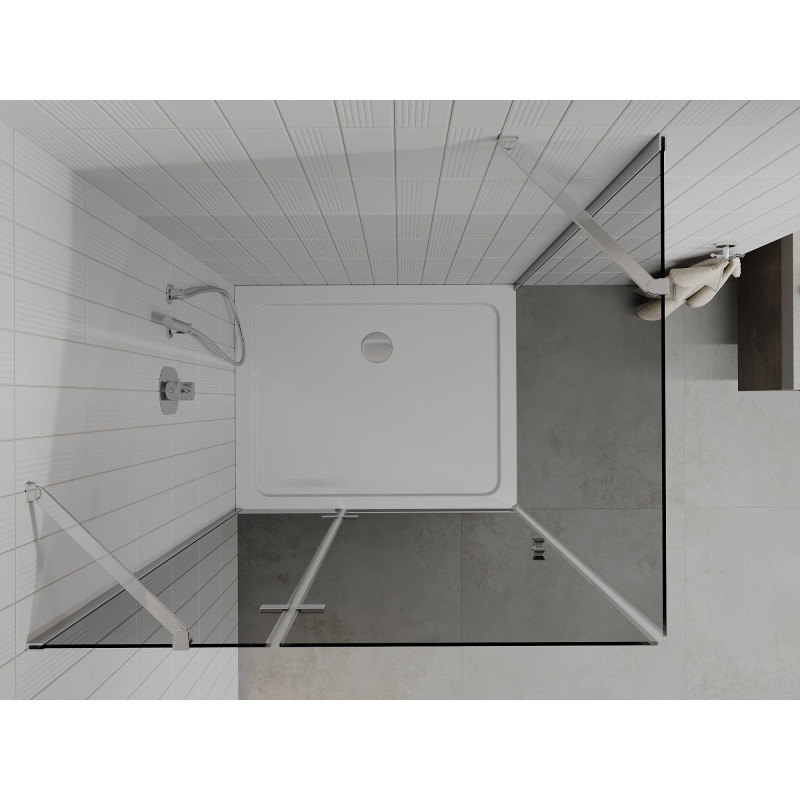 Mexen Roma cabine de douche battante 120 x 90 cm, graphite, chrome + receveur Flat, blanc - 854-120-090-01-40-4010