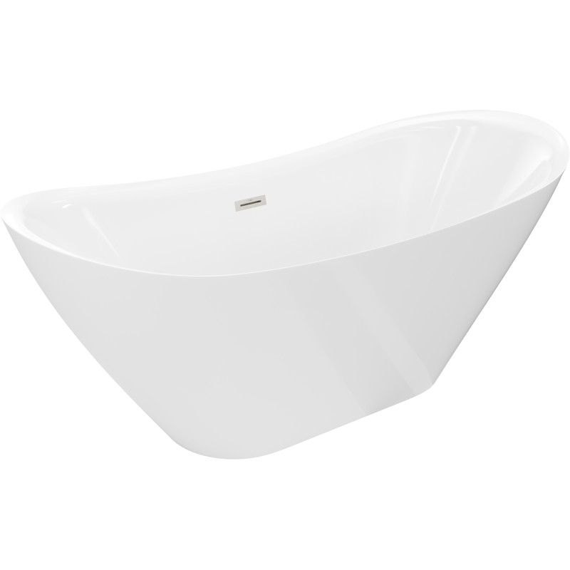 Mexen Lotos vabas seisev vann 170 x 75 cm, valge, ülevooluhajuti harjatud nikkel - 52051707700-97
