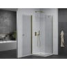 Mexen Pretoria Schwenkbare Duschkabine 70 x 70 cm, Transparent, Gold + Flat Duschwanne - 852-070-070-50-00-4010
