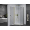 Mexen Pretoria pivot shower enclosure 80 x 80 cm, transparent, gold + Flat tray - 852-080-080-50-00-4010