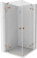 Mexen Lunar Duo tuš kabina s preklopnim vratima 110 x 110 cm, prozirna, brušena mjed - 834-110L-110P-65-00