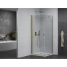 Mexen Pretoria pivot shower enclosure 80 x 80 cm, transparent, gold + Flat tray - 852-080-080-50-00-4010