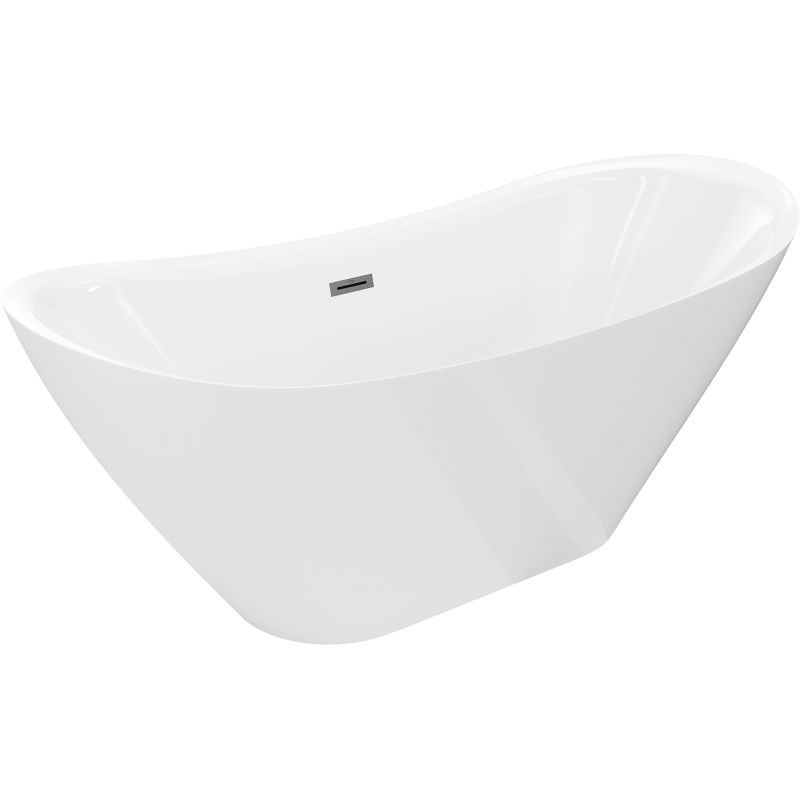 Mexen Lotos vrijstaande badkuip 180 x 75 cm, wit, overloop geborsteld gun gray - 52051807700-66