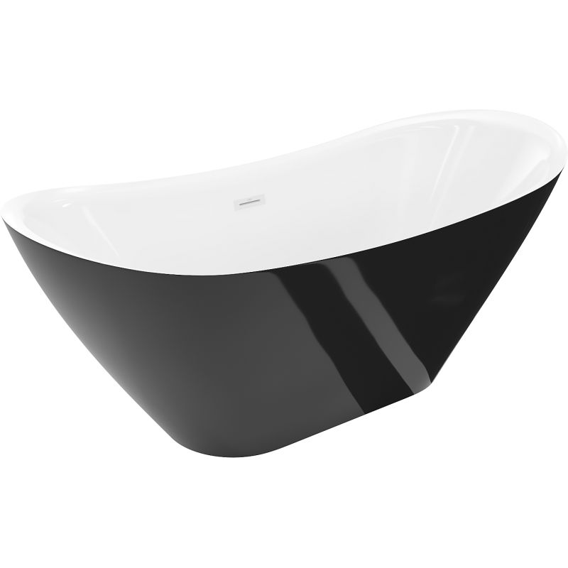 Mexen Lotos vrijstaande badkuip 180 x 75 cm, wit/zwart, witte overloop - 52051807775-20