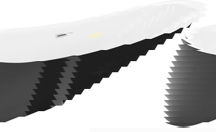 Mexen Lotos freistehende Badewanne 180 x 75 cm, weiß/schwarz, Überlauf gold gebürstet - 52051807775-55