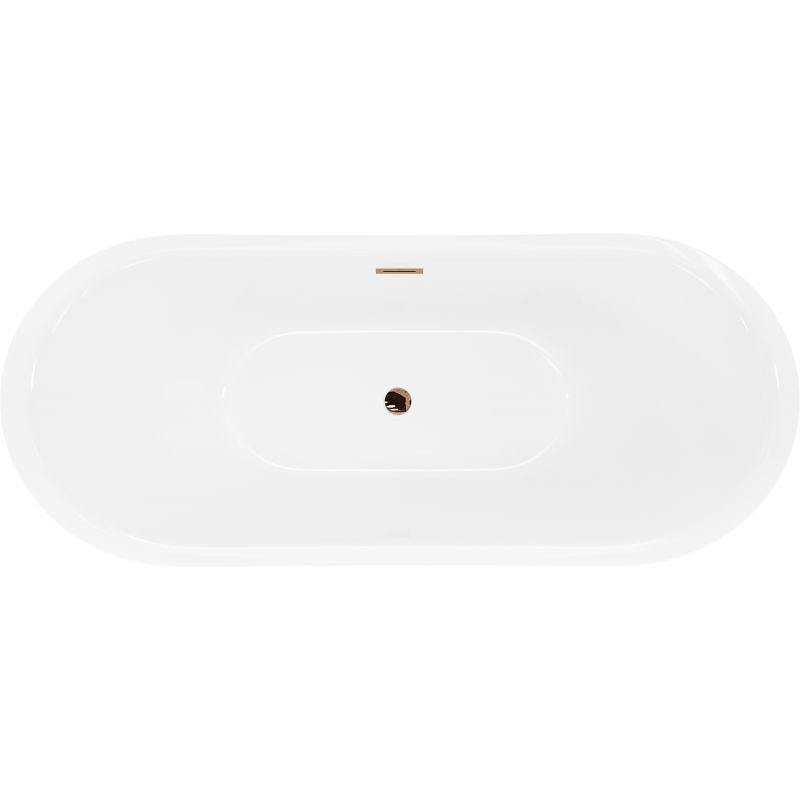 Mexen Lotos Free-standing Bathtub 180 x 75 cm, White/Black, Overflow Rose Gold - 52051807775-60