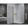 Mexen Pretoria swing shower cabin 80 x 100 cm, transparent, gold + Flat shower tray - 852-080-100-50-00-4010