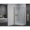Mexen Pretoria swing shower cabin 80 x 100 cm, transparent, gold + Flat shower tray - 852-080-100-50-00-4010