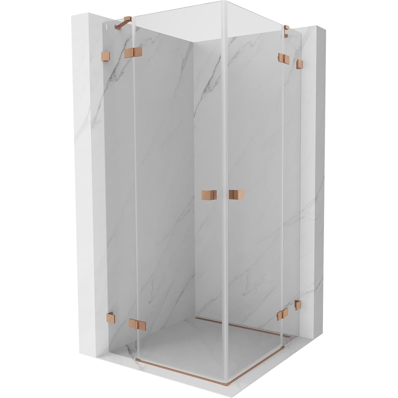 Mexen Lunar Duo Duschkabine Pendeltür 115 x 115 cm, transparent, gebürstetes Kupfer - 834-115L-115P-65-00