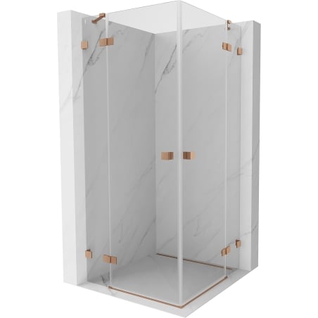 Mexen Lunar Duo Duschkabine Pendeltür 115 x 115 cm, transparent, gebürstetes Kupfer - 834-115L-115P-65-00