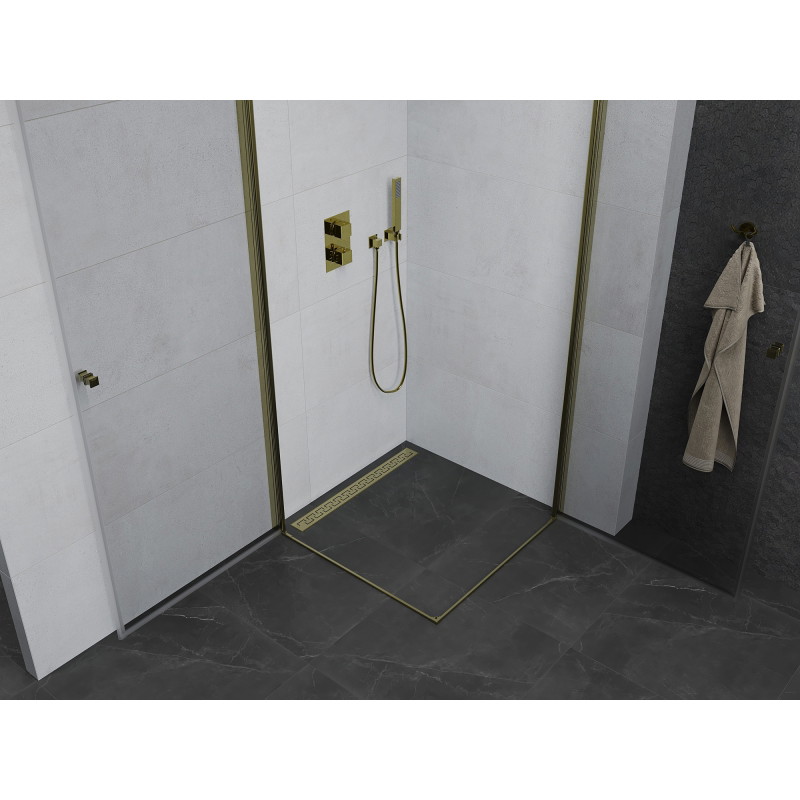Mexen Pretoria Duo cabina de ducha abatible 80 x 80 cm, transparente, dorada - 852-080-080-50-00-02