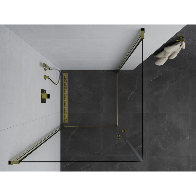 Mexen Pretoria Duo cabina de ducha abatible 80 x 80 cm, transparente, dorada - 852-080-080-50-00-02