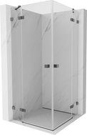 Mexen Lunar Duo draaideur douchecabine 90 x 90 cm, transparant, geborsteld geweergrijs - 834-090L-090P-66-00