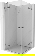 Mexen Lunar Duo Duschkabine schwenkbar 90 x 90 cm, transparent, gebürstetes Gun Gray - 834-090L-090P-66-00