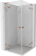 Mexen Lunar L Duo tuš kabina z vrati 80 x 80 cm, prozorna, brušeni baker - 834L-080L-080P-65-00
