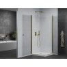 Mexen Pretoria Cabine de douche duo à charnière 80 x 80 cm, transparente, dorée + bac à douche plat