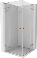 Mexen Lunar L Duo cabine de douche pivotante 90 x 90 cm, transparent, cuivre brossé - 834L-090L-090P-65-00