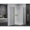 Mexen Pretoria Cabina doccia a battente Duo 90 x 90 cm, trasparente, oro + piatto doccia Flat - 852-090-090-50-02-4010G