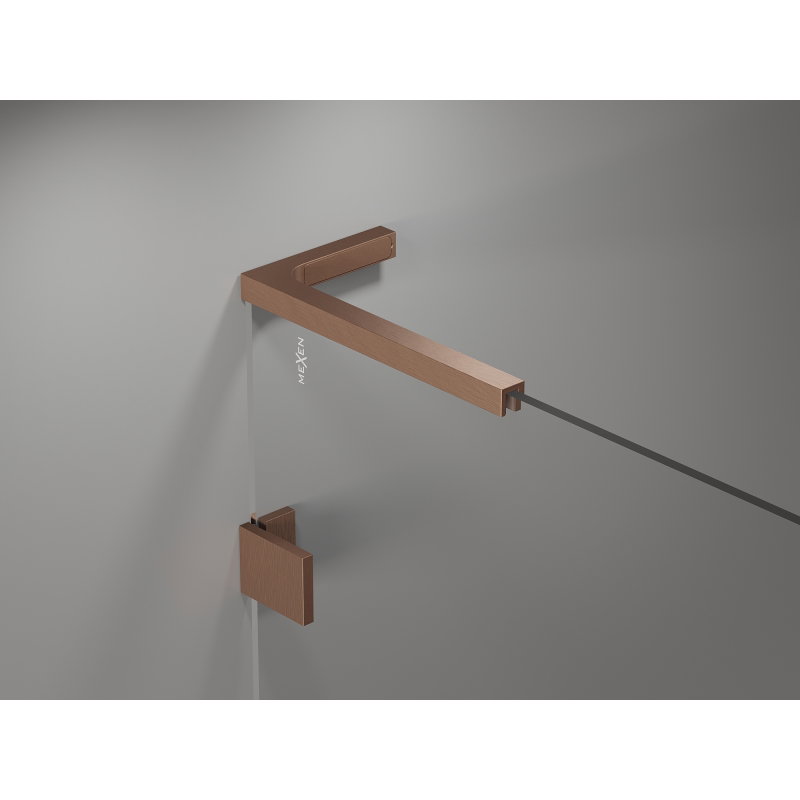 Mexen Lunar L Duo Hinged Shower Enclosure Left 95 x 80 cm, Transparent, Brushed Copper - 834L-095L-080P-65-00