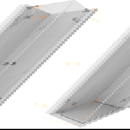 Mexen Lunar L Duo Prehodna Tuš Kabina 95 x 95 cm, Transparentna, Brušena Medenina - 834L-095L-095P-65-00