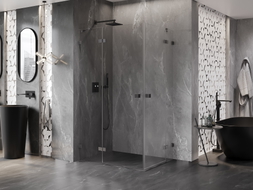Mexen Lunar Duo Duschkabine, schwenkbar links, 115 x 110 cm, transparent, gun gray gebürstet - 834-115L-110P-66-00