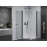 Mexen Pretoria Douche à double cabine battante 90 x 90 cm, transparente, noire + receveur Flat - 852-090-090-70-02-4010B