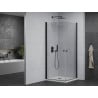 Mexen Pretoria Duo cabine de douche pivotante 90 x 90 cm, transparent, noir + receveur Flat - 852-090-090-70-02-4010B