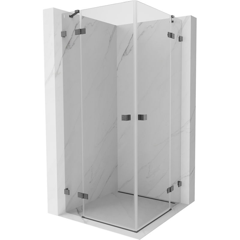 Mexen Lunar Duo draaideur douchecabine 120 x 120 cm, transparant, geborsteld gun grijs - 834-120L-120P-66-00