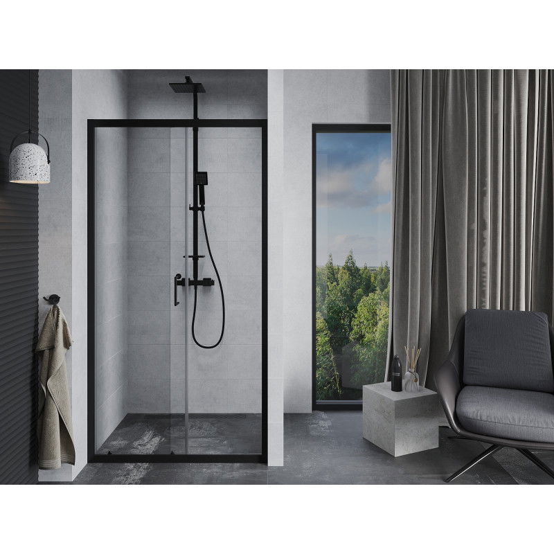 Mexen Apia sliding shower door 140 cm, transparent, black - 845-140-000-70-00