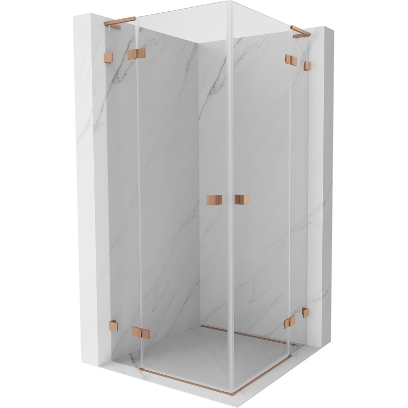 Mexen Lunar L Duo kabina prysznicowa uchylna 115 x 115 cm, transparent, miedź szczotkowana - 834L-115L-115P-65-00