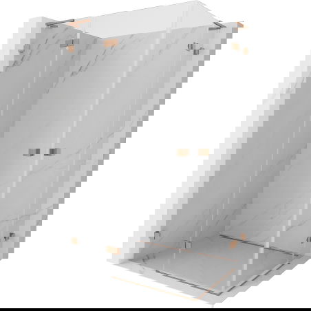 Mexen Lunar L Duo d'Reenschauerkabinn mat oppenenden lénkser Dier 120 x 115 cm, transparent, gebierste Kupfer