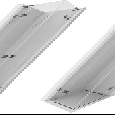 Mexen Lunar L Duo kääntyvä suihkukaappi 70 x 70 cm, läpinäkyvä, harjattu asemetalli - 834L-070L-070P-66-00