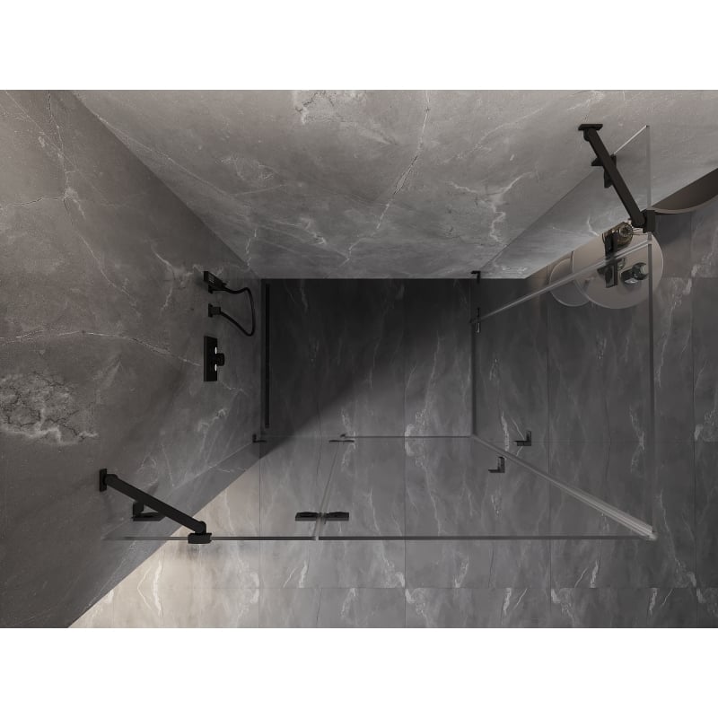 Mexen Lunar Duo kabina prysznicowa uchylna lewa 115 x 105 cm, transparent, czarna - 834-115L-105P-70-00