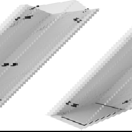 Mexen Lunar Duo scharnierbare douchecabine 115 x 115 cm, transparant, zwart - 834-115L-115P-70-00