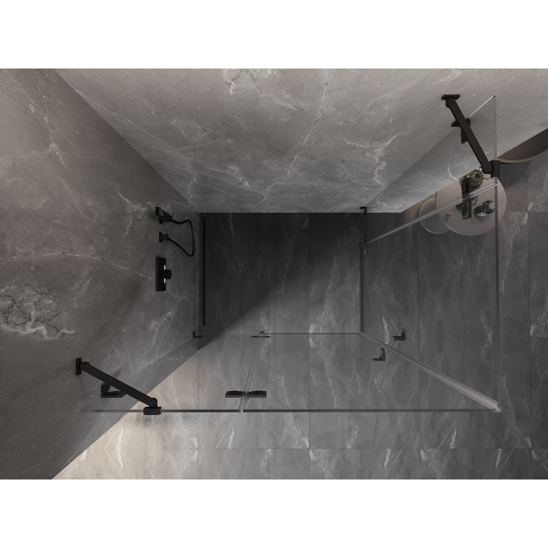 Mexen Lunar Duo kabina za tuš s lijevim zakretnim vratima 120 x 85 cm, prozirna, crna - 834-120L-085P-70-00