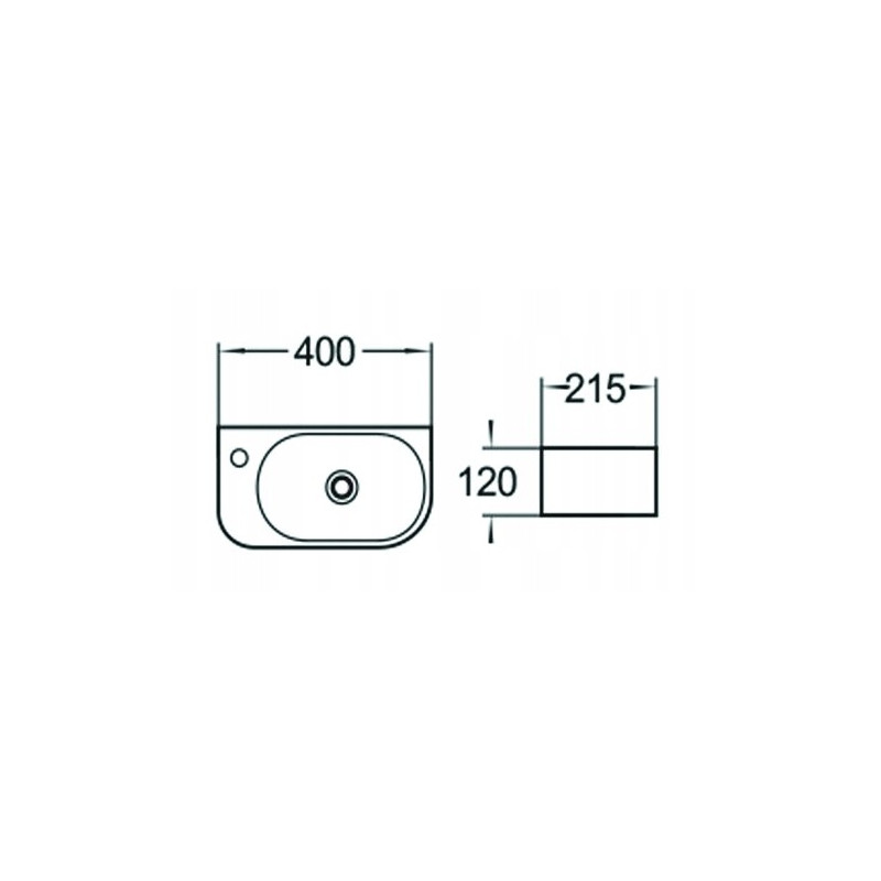 Mexen Viera lavabo sobre encimera derecho 40 x 21 cm, blanco - 21274000R