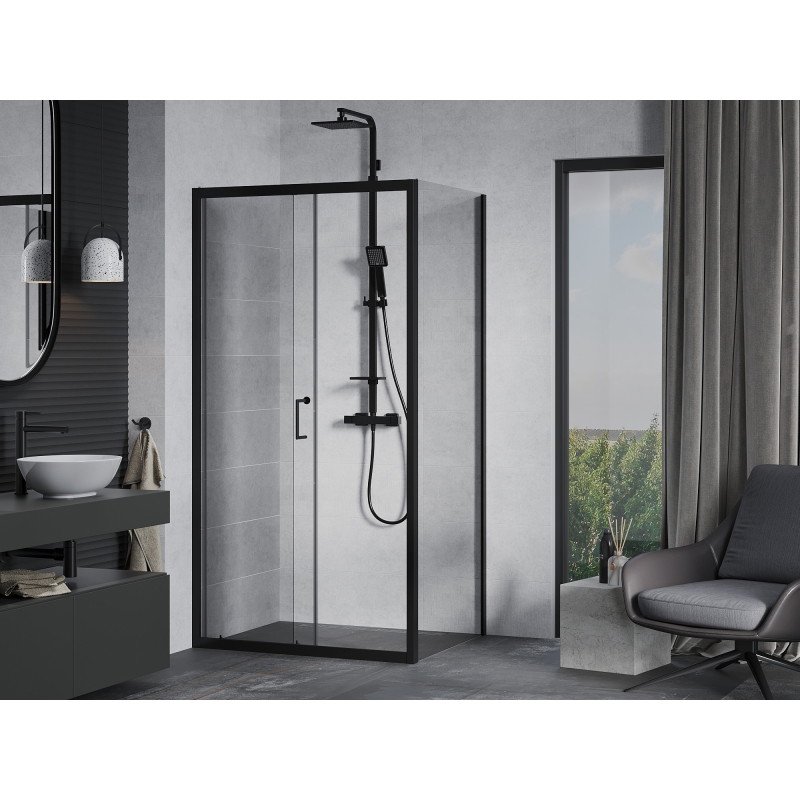 Mexen Apia liuglev dušinurk 90 x 70 cm, läbipaistev, must - 840-090-070-70-00