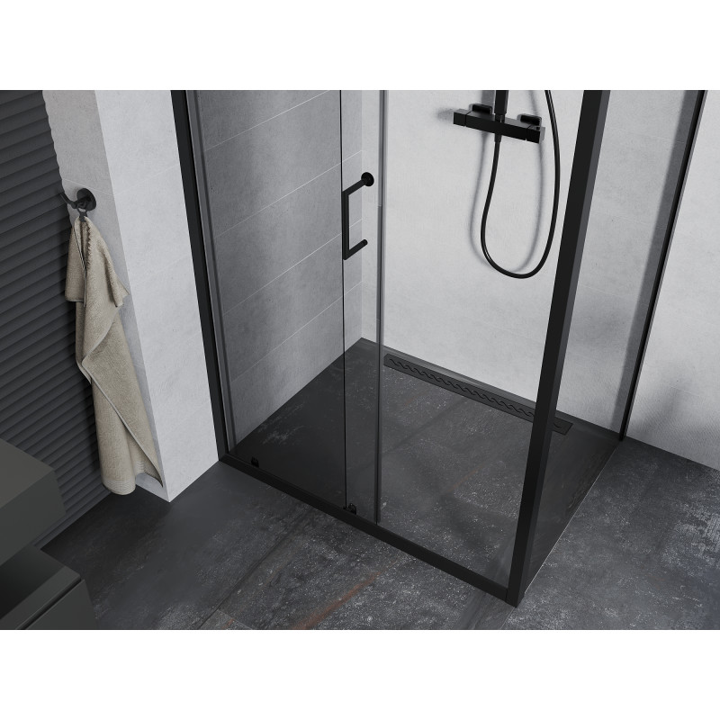 Mexen Apia Schiebetür-Duschkabine 90 x 100 cm, transparent, schwarz - 840-090-100-70-00