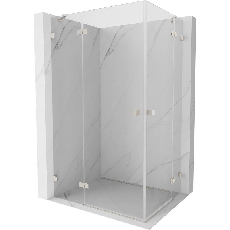 Mexen Lunar Duo draaideur douchecabine 80 x 70 cm, transparant, geborsteld nikkel - 834-080L-070P-97-00