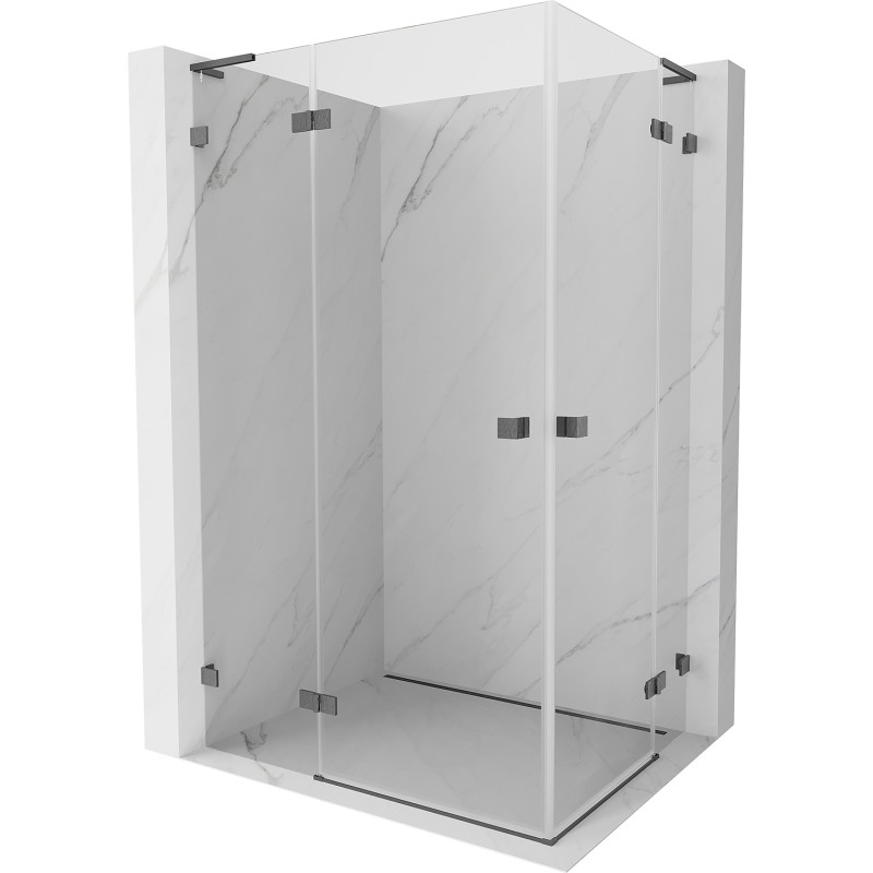 Mexen Lunar L Dubbele doucheruimte scharnierend links 95 x 90 cm, transparant, geborsteld grijs - 834L-095L-090P-66-00