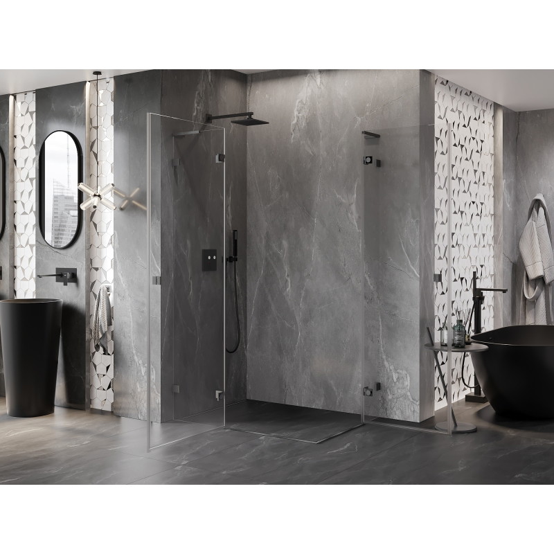 Mexen Lunar L Dubbele doucheruimte scharnierend links 95 x 90 cm, transparant, geborsteld grijs - 834L-095L-090P-66-00