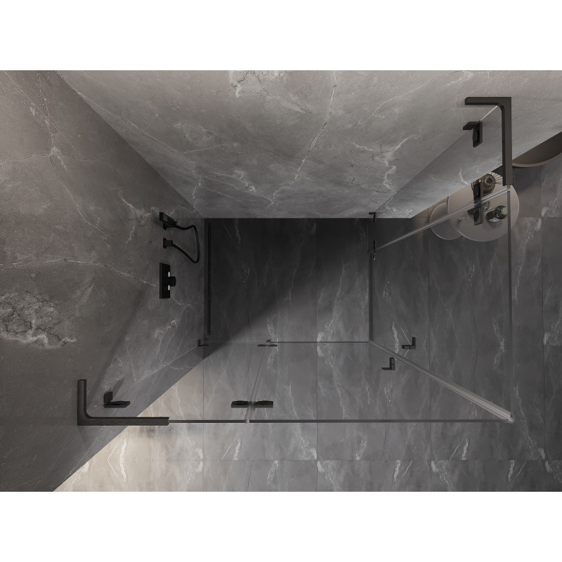 Mexen Lunar L Dubbele doucheruimte scharnierend links 95 x 90 cm, transparant, geborsteld grijs - 834L-095L-090P-66-00