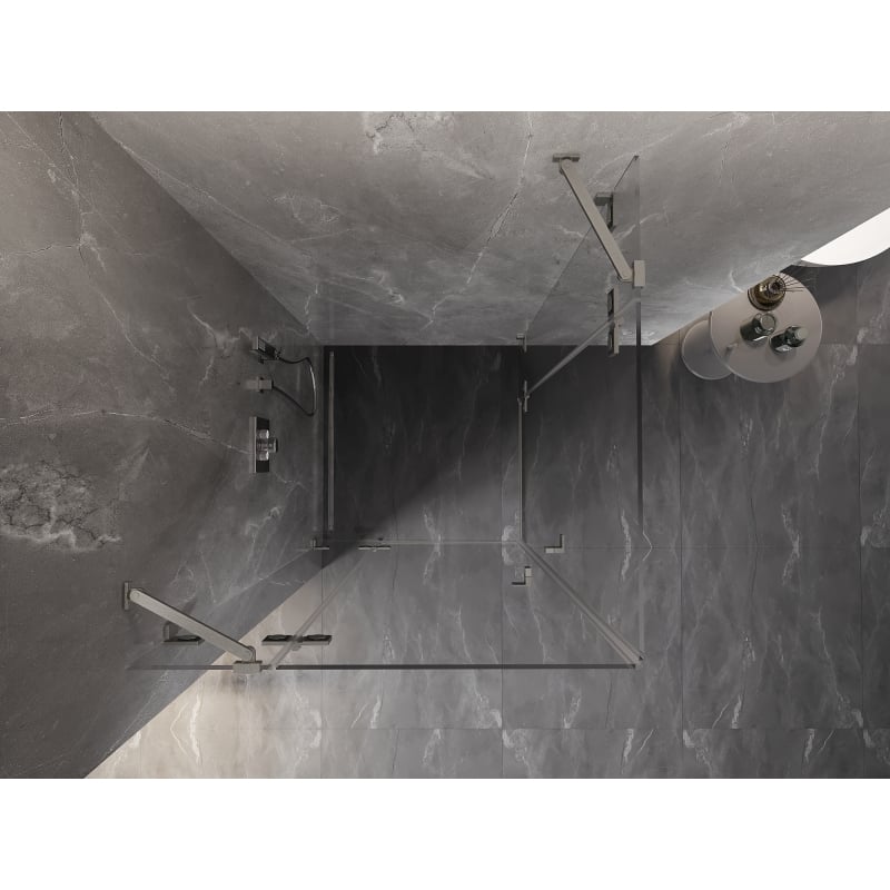 Mexen Lunar Duo pöörduksega dušinurk 95 x 95 cm, läbipaistev, harjatud nikkel - 834-095L-095P-97-00