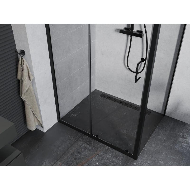 Mexen Apia kabina prysznicowa rozsuwana 120 x 70 cm, transparent, czarna - 840-120-070-70-00