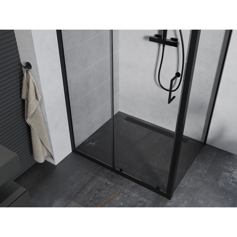 Mexen Apia 125 x 80 cm Schiebedusche, transparent, schwarz - 840-125-080-70-00