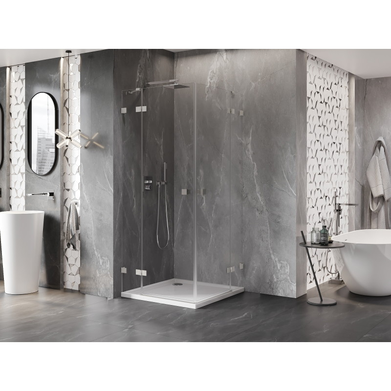 Mexen Lunar Duo tuš kabina s dvostrukim vratima 115 x 115 cm, prozirna, brušeni nikal - 834-115L-115P-97-00