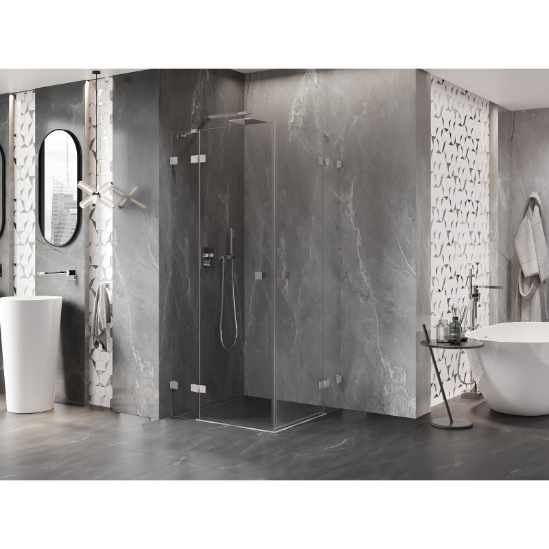 Mexen Lunar Duo tuš kabina s dvostrukim vratima 115 x 115 cm, prozirna, brušeni nikal - 834-115L-115P-97-00