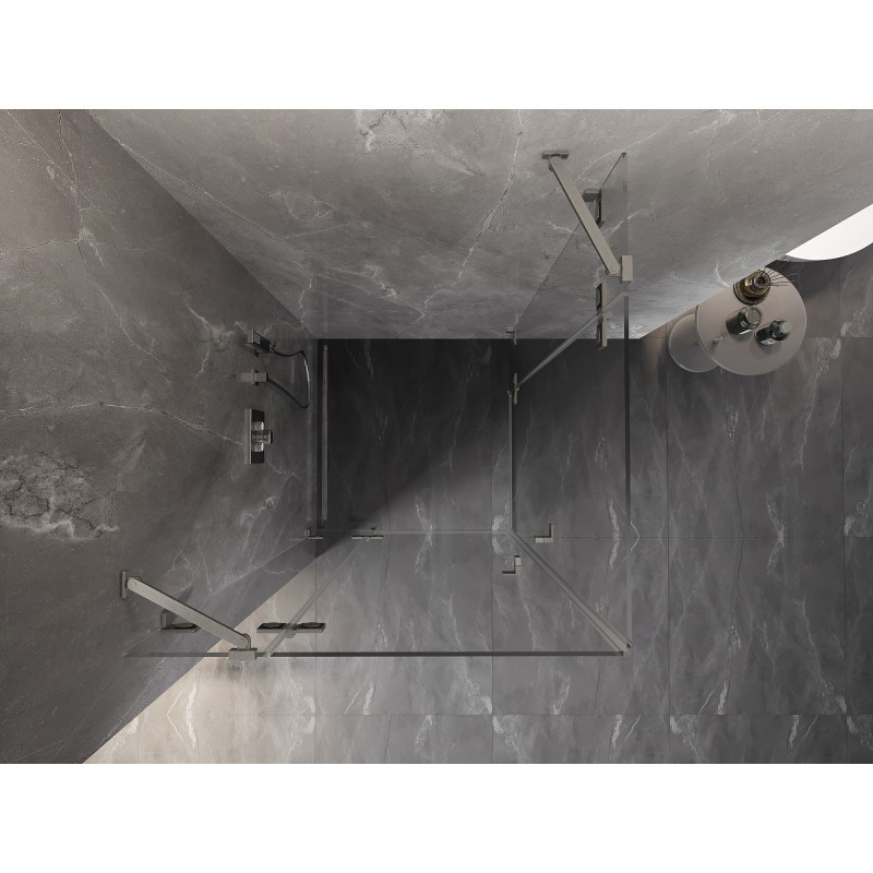 Mexen Lunar Duo tuš kabina s dvostrukim vratima 115 x 115 cm, prozirna, brušeni nikal - 834-115L-115P-97-00