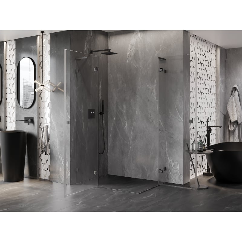 Mexen Lunar L Duo cabine de douche pliante gauche 115 x 85 cm, transparent, gun gray brossé - 834L-115L-085P-66-00